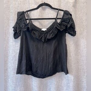 Eyeshadow Women's Black Off-the-Shoulder Ruffle Top M Boho